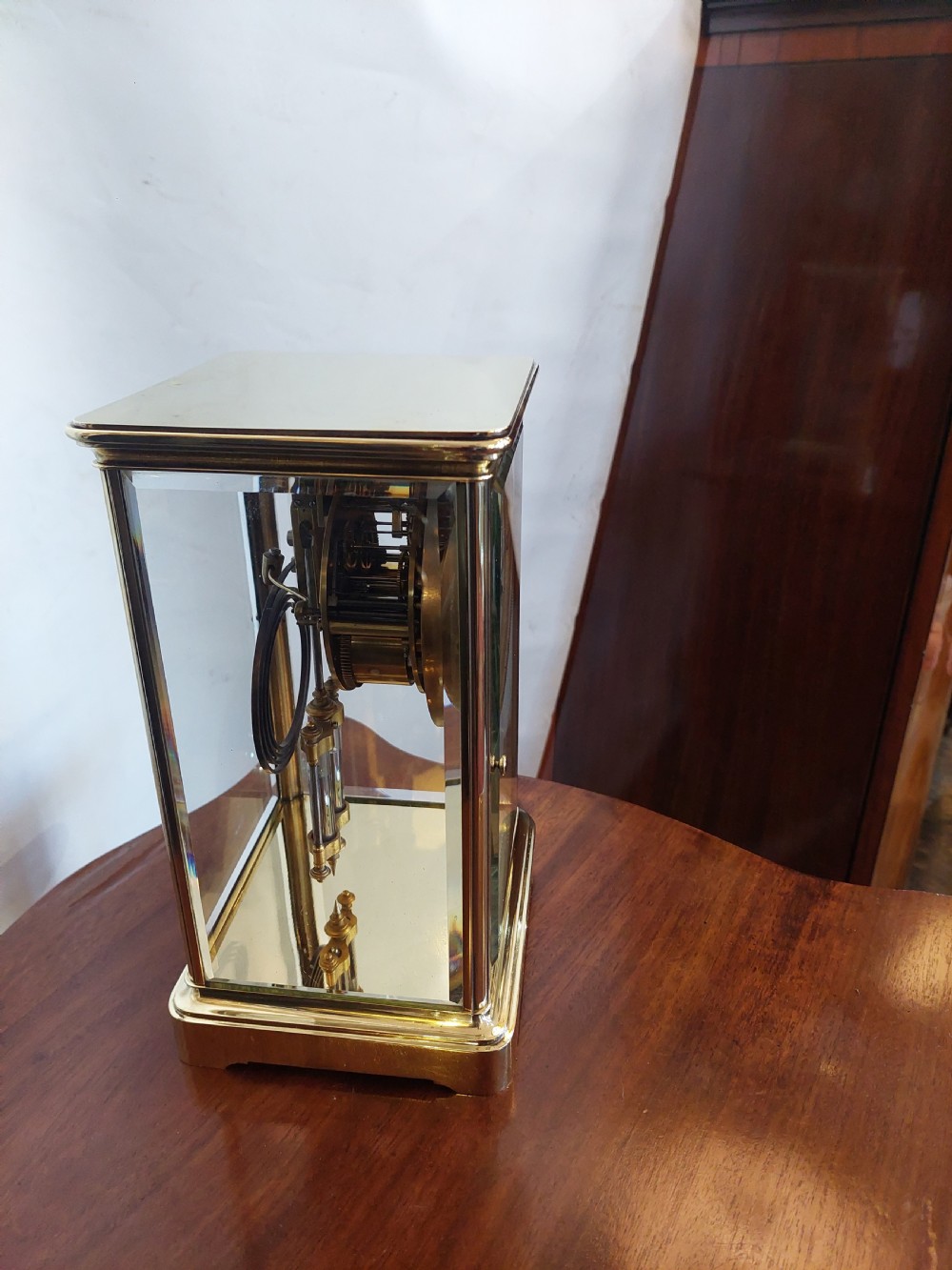 Late 19thC French Glass & Brass Cased Mantel Clock View IV