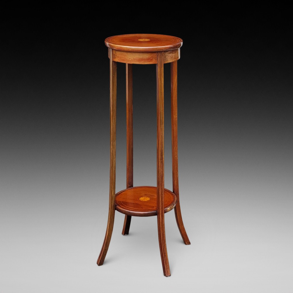 Edwardian Mahogany Satinwood Inlaid Torchere  