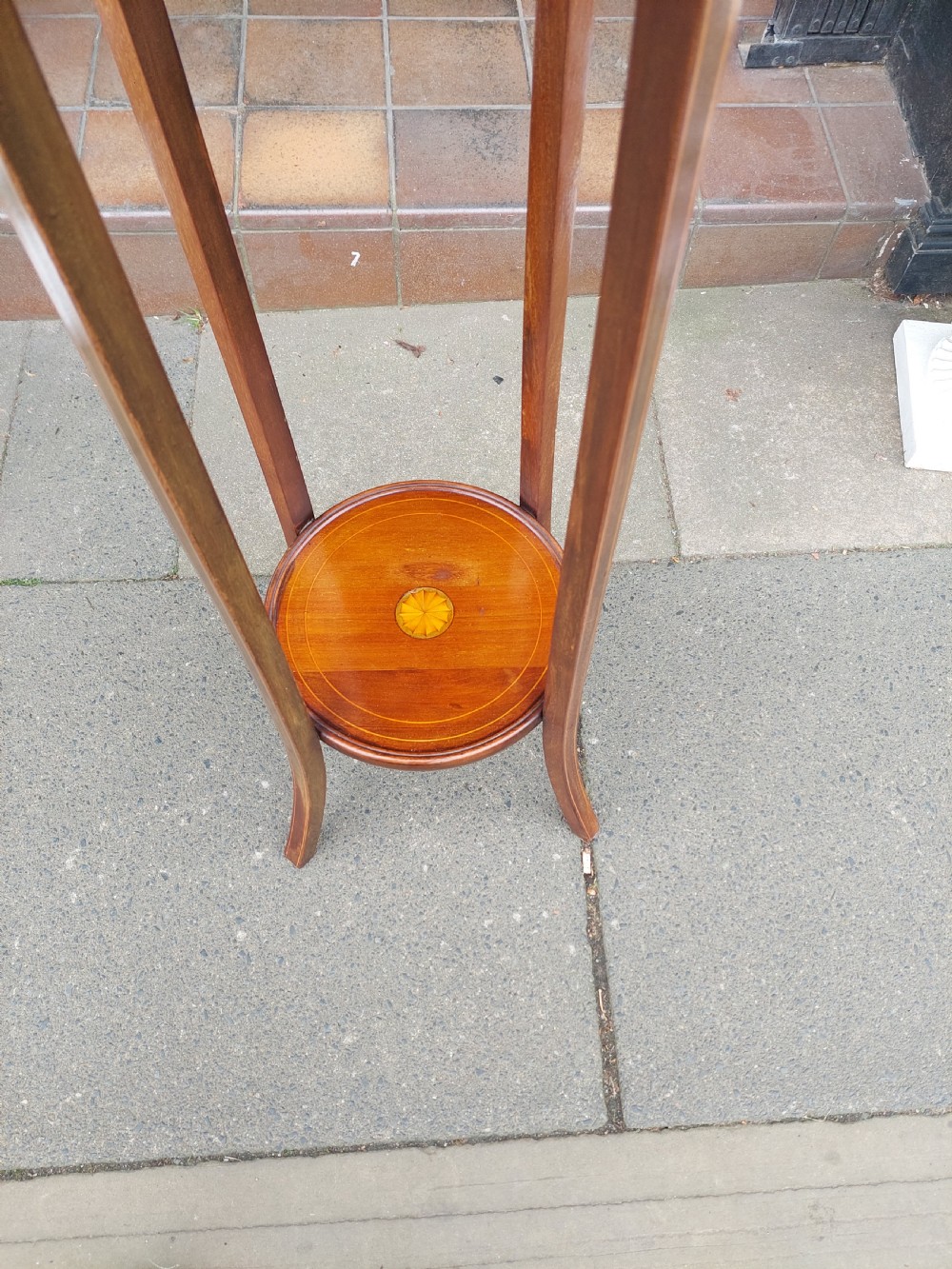 Edwardian Mahogany Satinwood Inlaid Torchere   View III