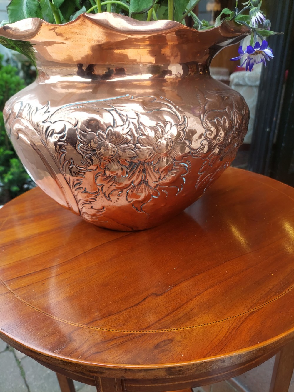 Late 19thC Hand Stitched Copper Planter View V