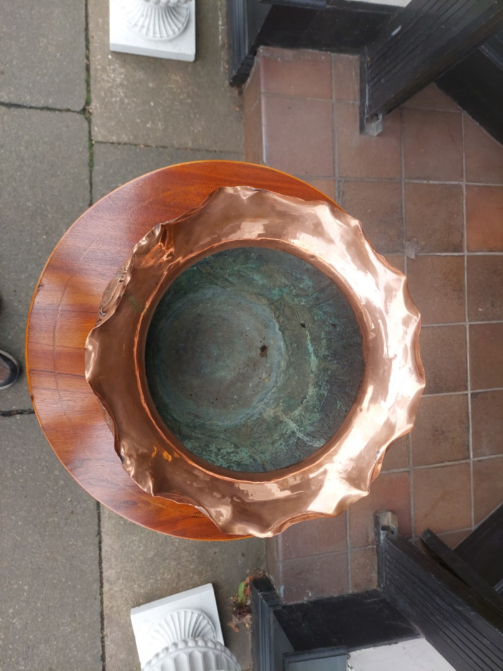 Late 19thC Hand Stitched Copper Planter View VI