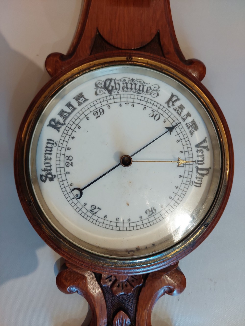 Early 20thC Mahogany Cased Aneroid Barometer View III
