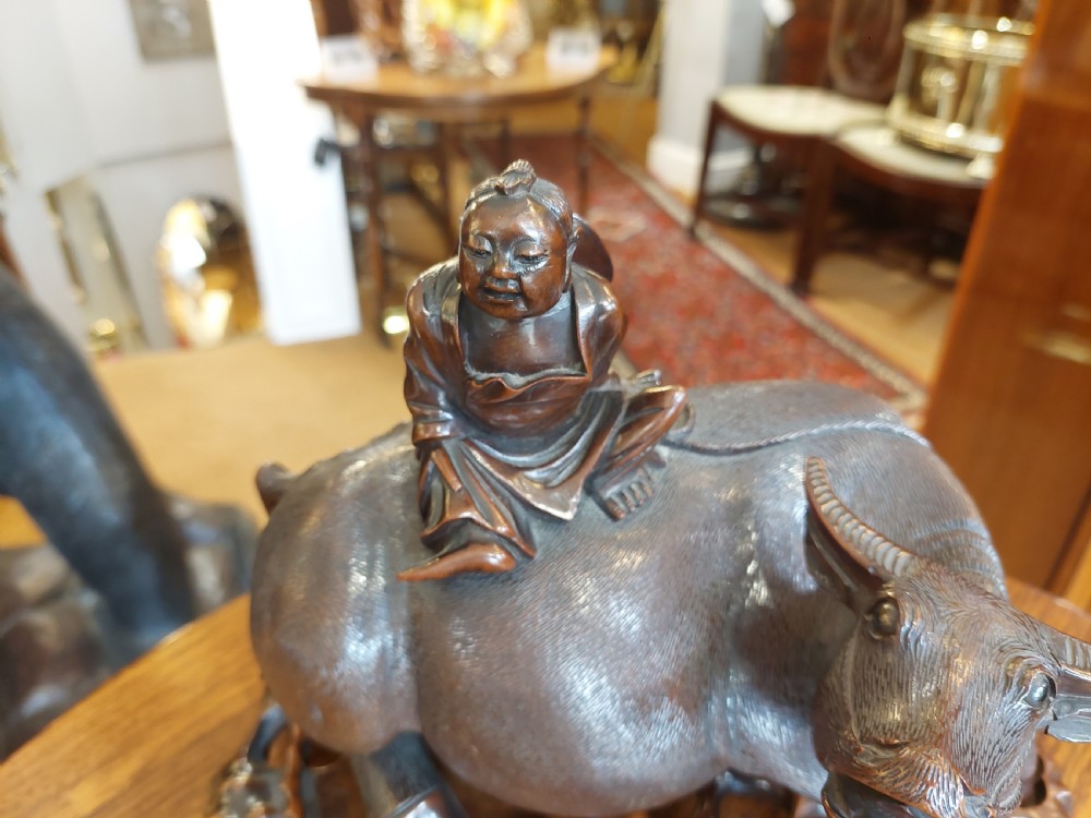 Late 19thC Chinese Carved Hardwood Figure of a Water Buffalo  View III