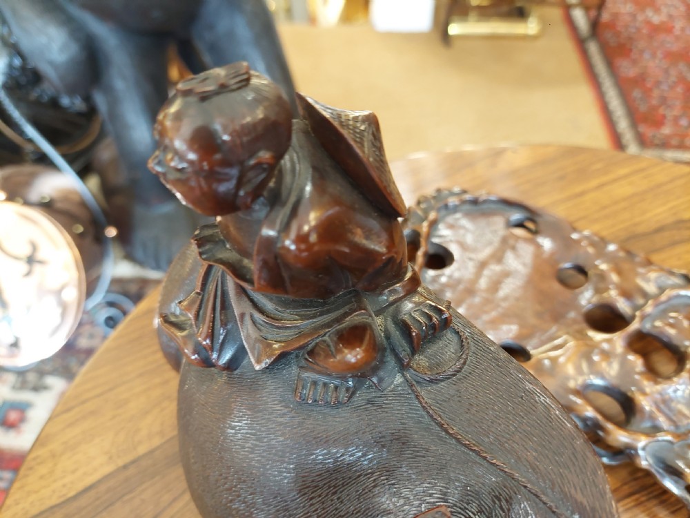 Late 19thC Chinese Carved Hardwood Figure of a Water Buffalo  View IX