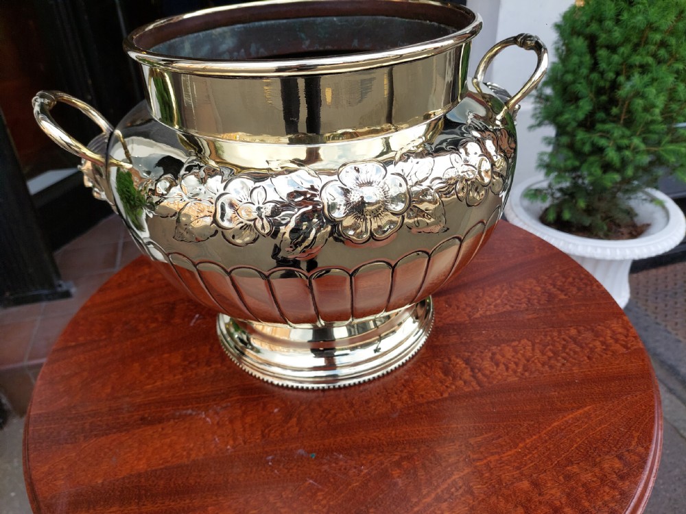 19thC Victorian Brass Planter View V