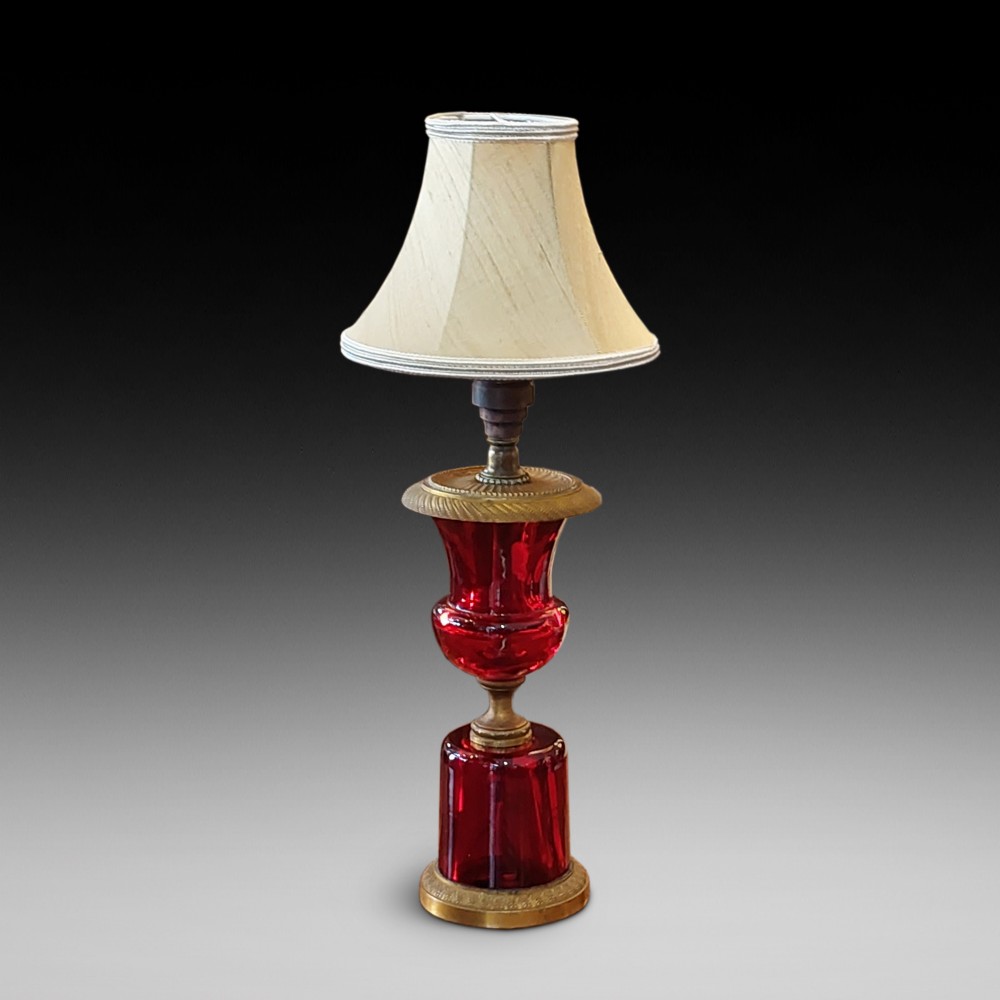 Cranberry Glass and Ormalu Table Lamp