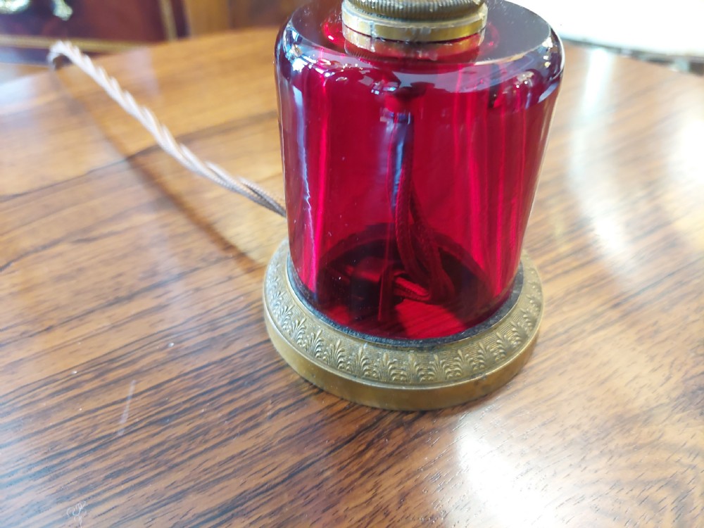 Cranberry Glass and Ormalu Table Lamp View V