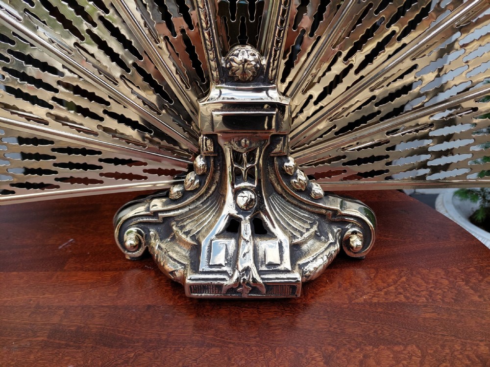 Early 20thC Concertina Pierced Brass Fire Screen View II