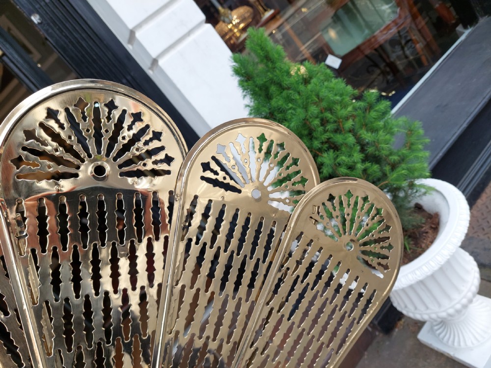 Early 20thC Concertina Pierced Brass Fire Screen View III