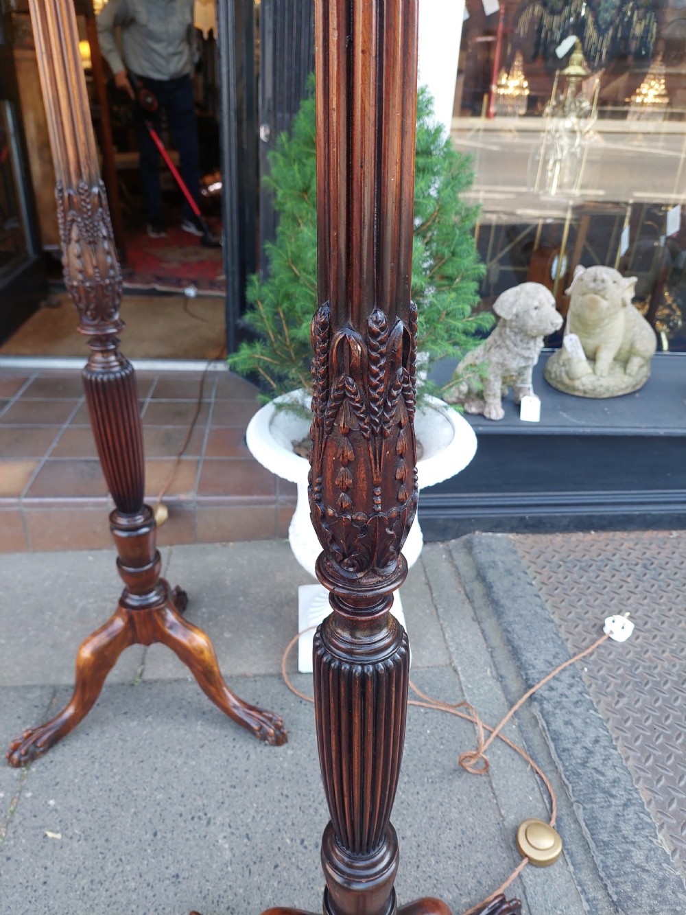 Pair of Georgian Style Mahogany Standard Lamps View II