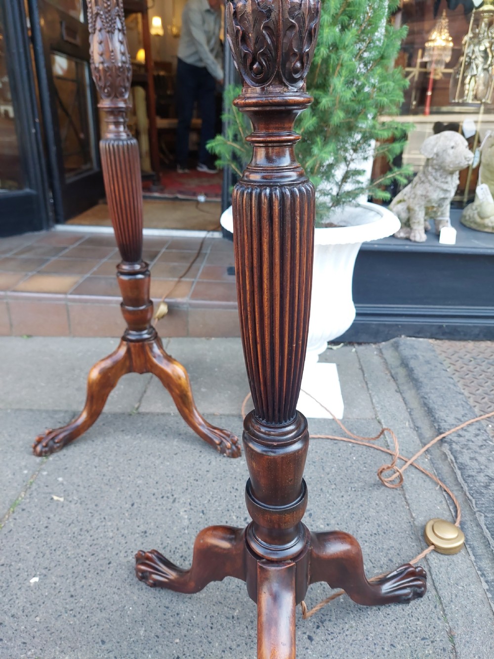 Pair of Georgian Style Mahogany Standard Lamps View III