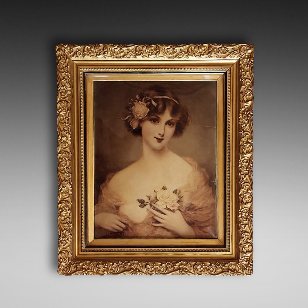 Art Nouveau Crystoleum Portrait - Albert Solbiac