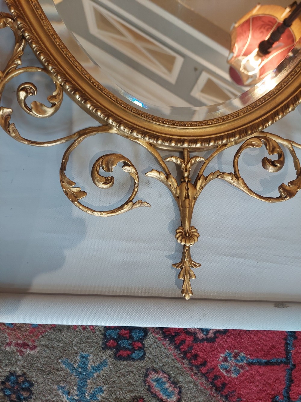 19thC Giltwood and Gesso Oval Wall Mirror  View II