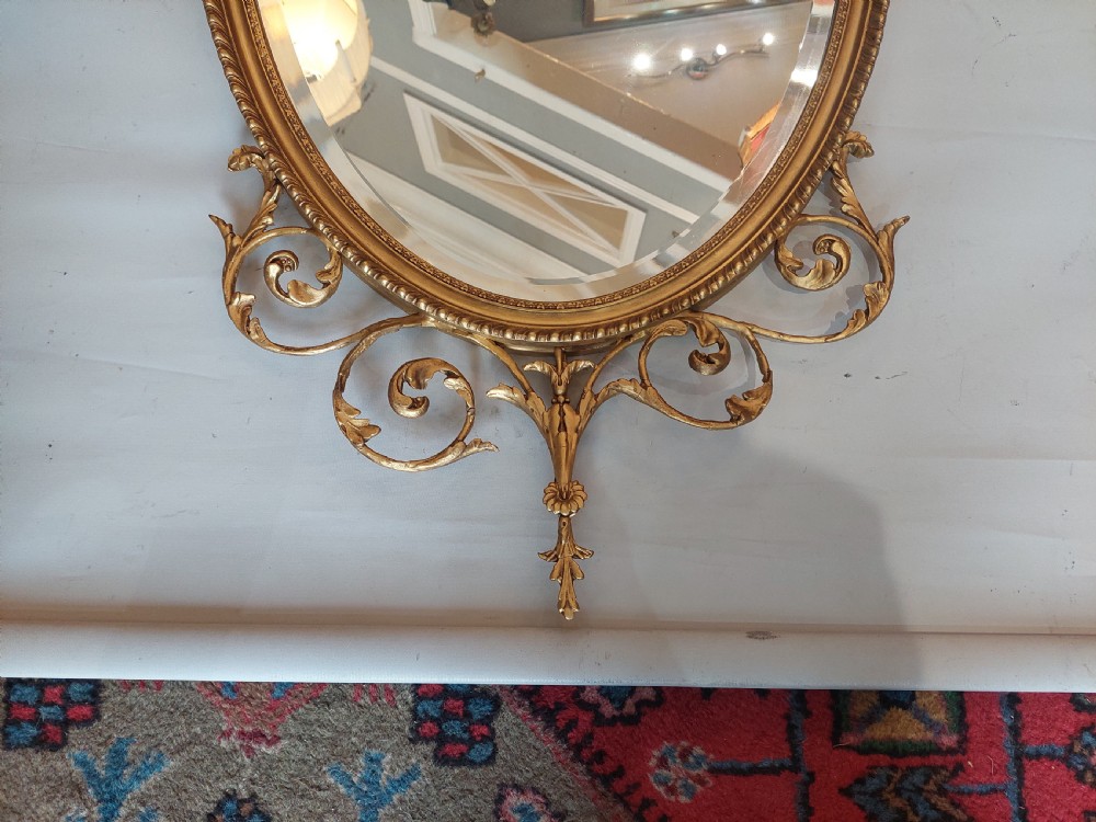 19thC Giltwood and Gesso Oval Wall Mirror  View III