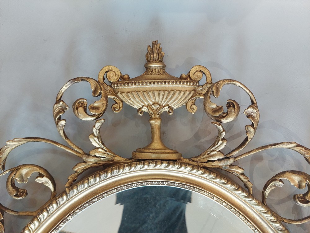 19thC Giltwood and Gesso Oval Wall Mirror  View V