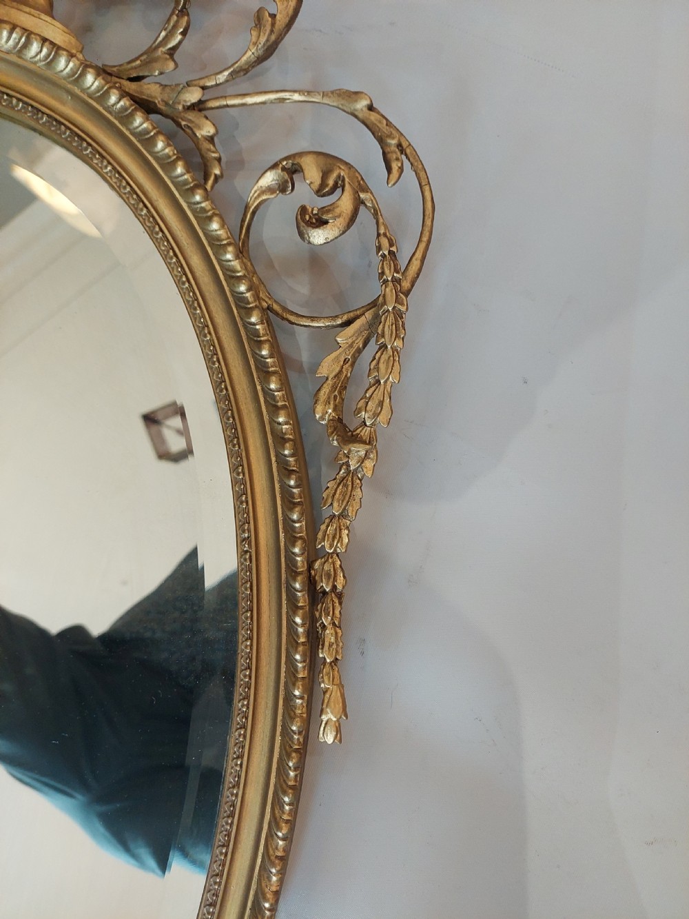 19thC Giltwood and Gesso Oval Wall Mirror  View VI