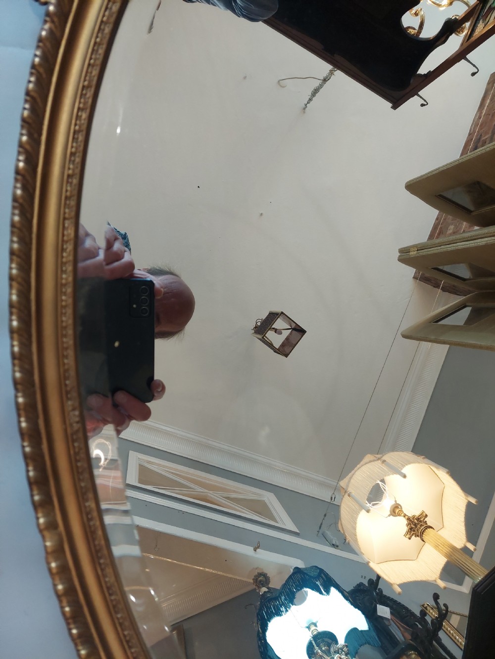 19thC Giltwood and Gesso Oval Wall Mirror  View VII