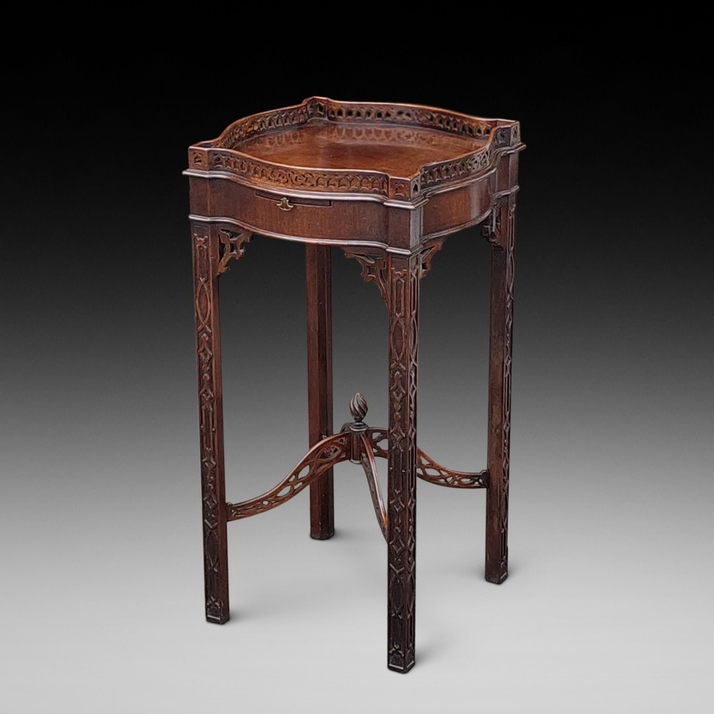 Mid 18thC Chinese Chippendale Design Mahogany Candle Stand