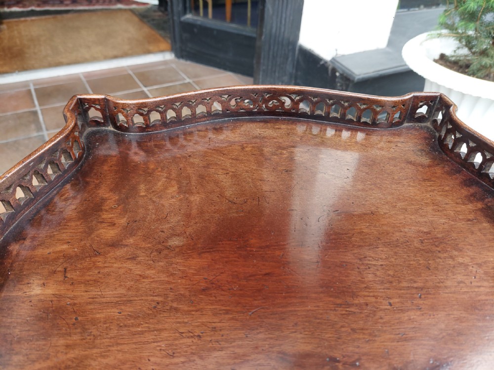 Mid 18thC Chinese Chippendale Design Mahogany Candle Stand View IV