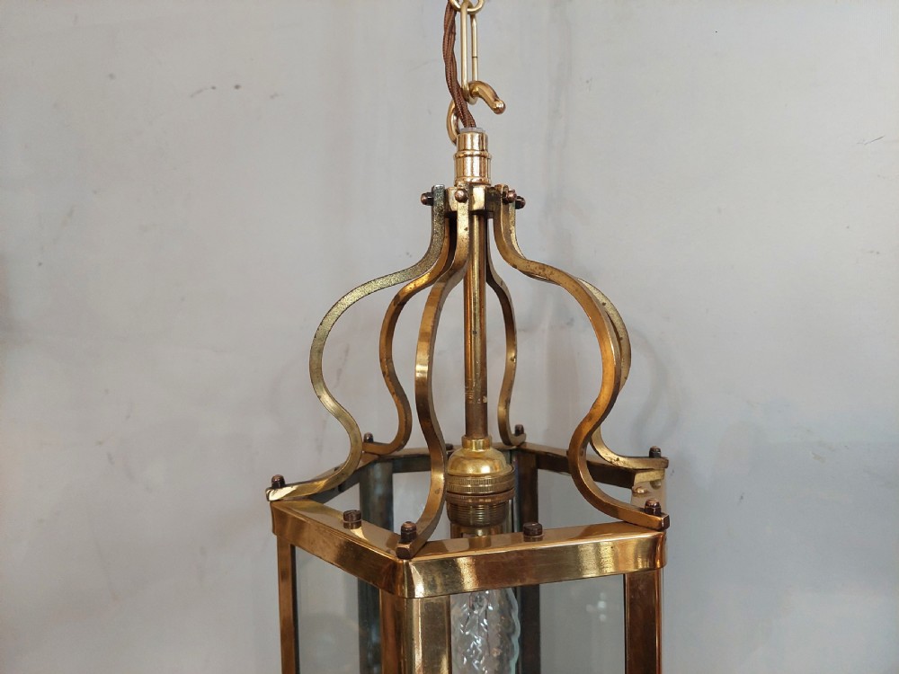 Early 20thC Octagonal Brass Hall Lantern View II