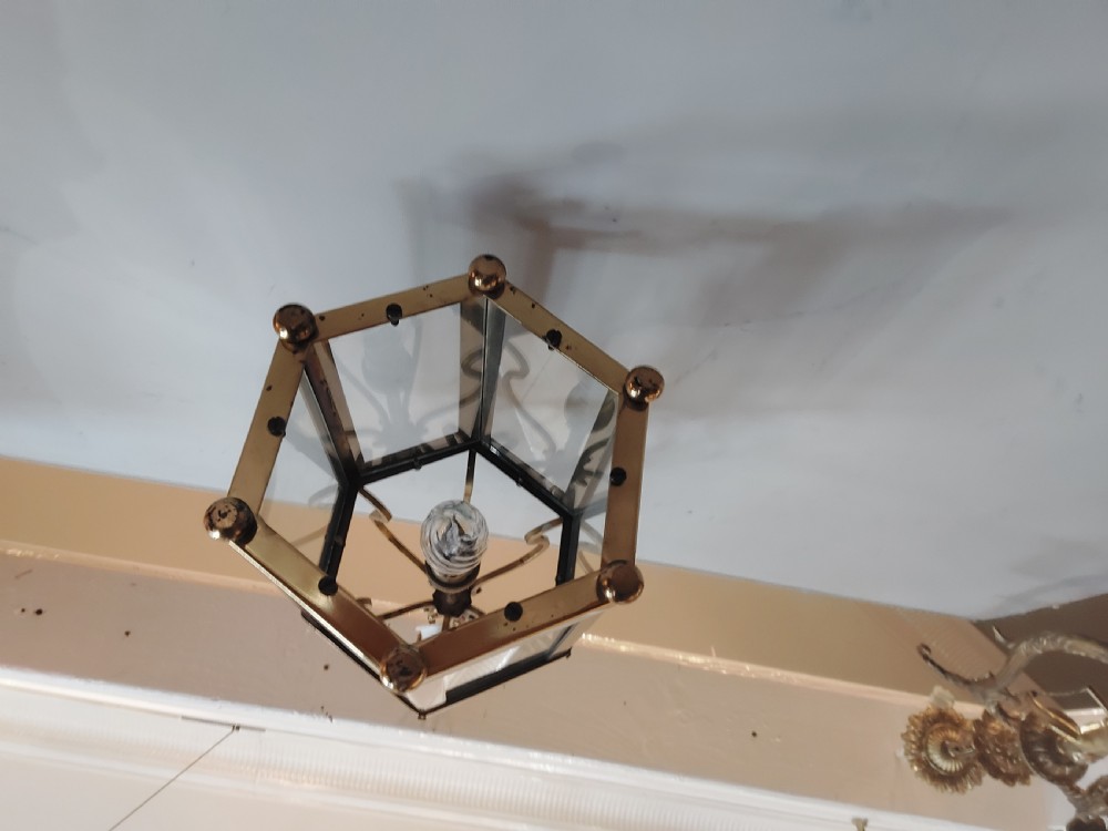 Early 20thC Octagonal Brass Hall Lantern View V