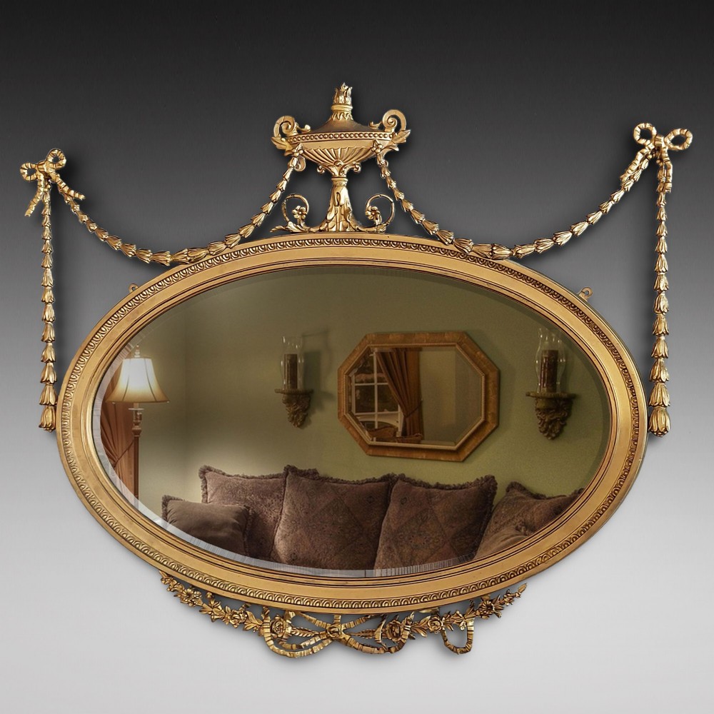 Neoclassical Adam-Revival Gilt Framed Mirror 