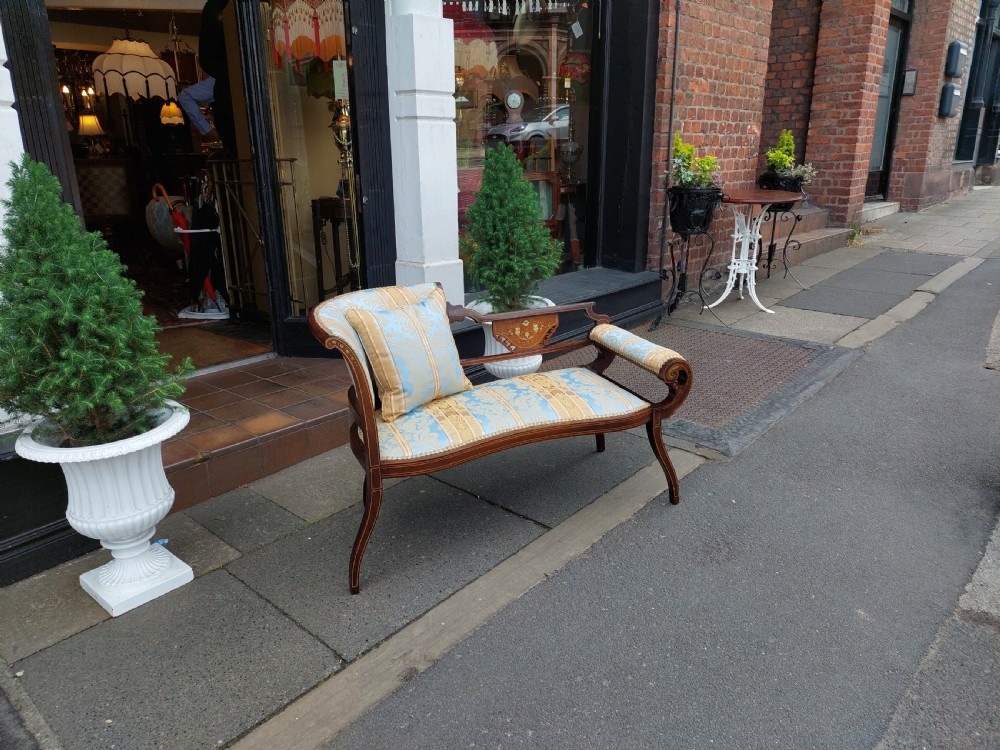 Edwardian Mahogany and Inlaid Chaise Longue View II