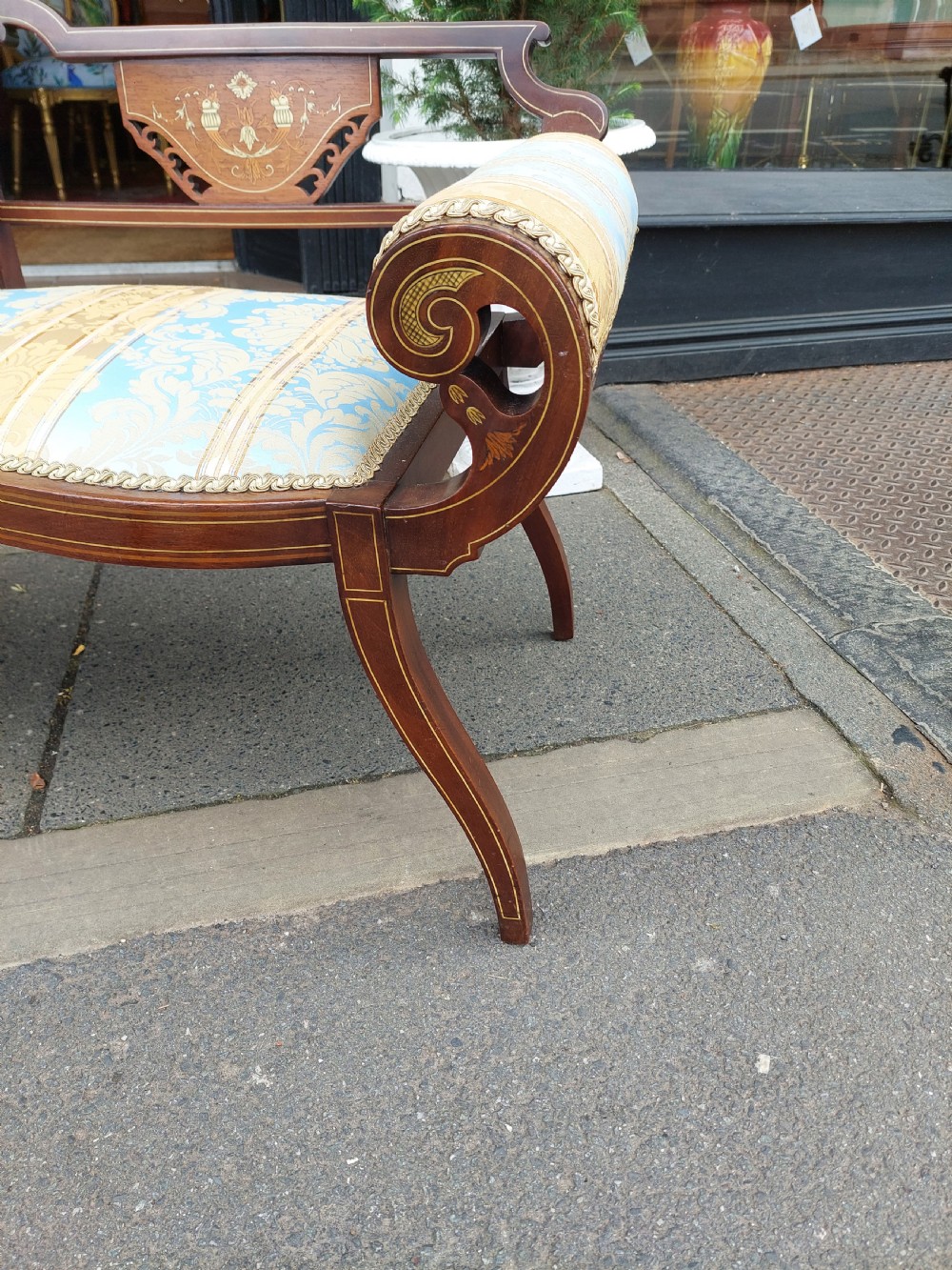 Edwardian Mahogany and Inlaid Chaise Longue View V
