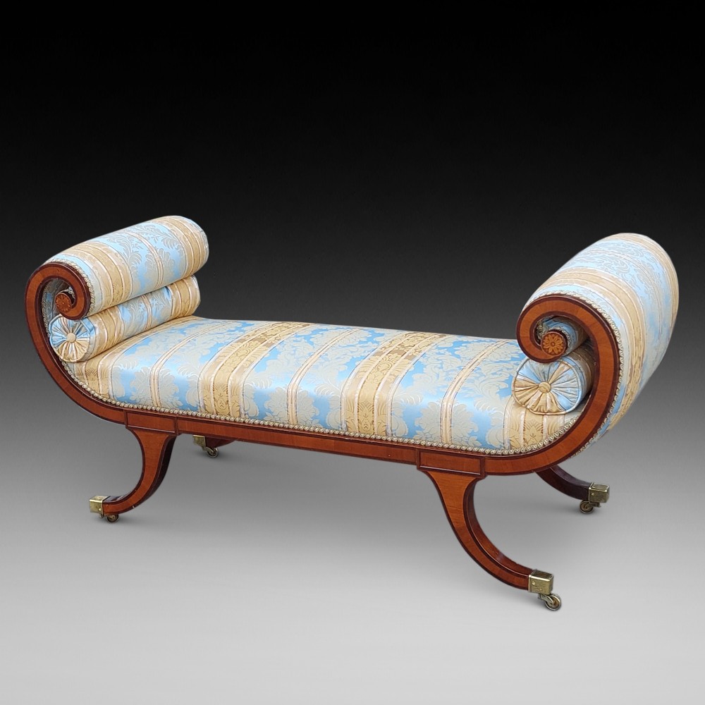 Edwardian Mahogany and Inlaid Window Seat 