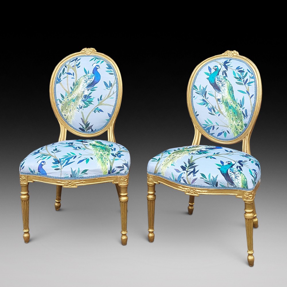Pair of 19thC Giltwood Fautiel Chairs 