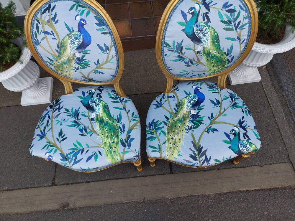 Pair of 19thC Giltwood Fautiel Chairs  View IV