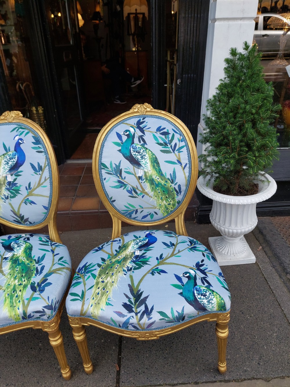 Pair of 19thC Giltwood Fautiel Chairs  View V