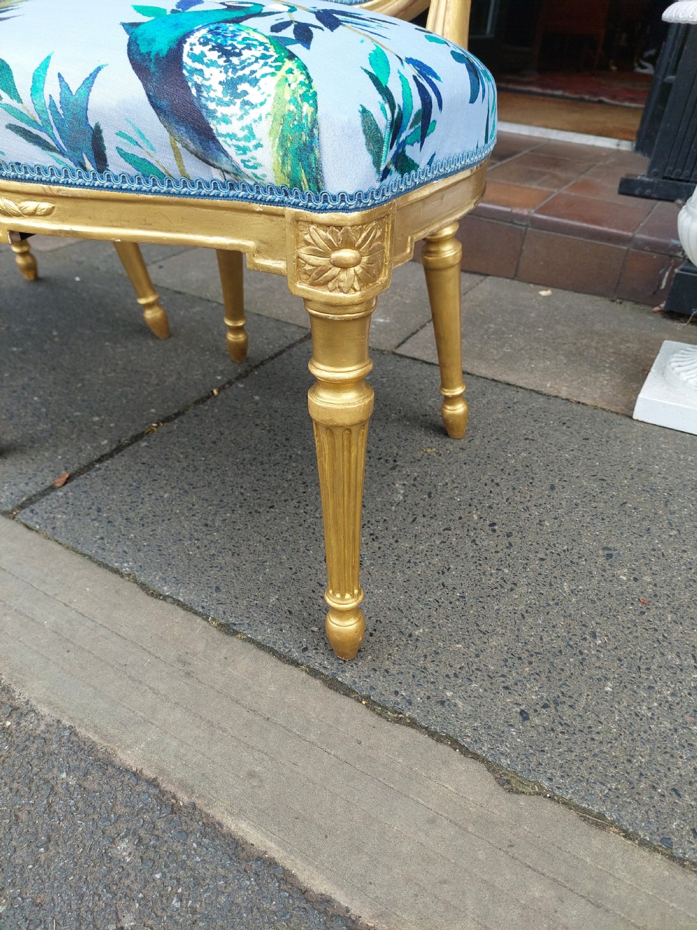 Pair of 19thC Giltwood Fautiel Chairs  View VII