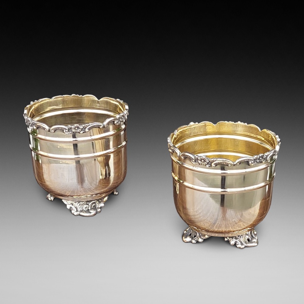 Small Pair of Art Nouveau Brass Planters