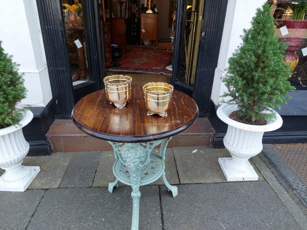 Small Pair of Art Nouveau Brass Planters View II