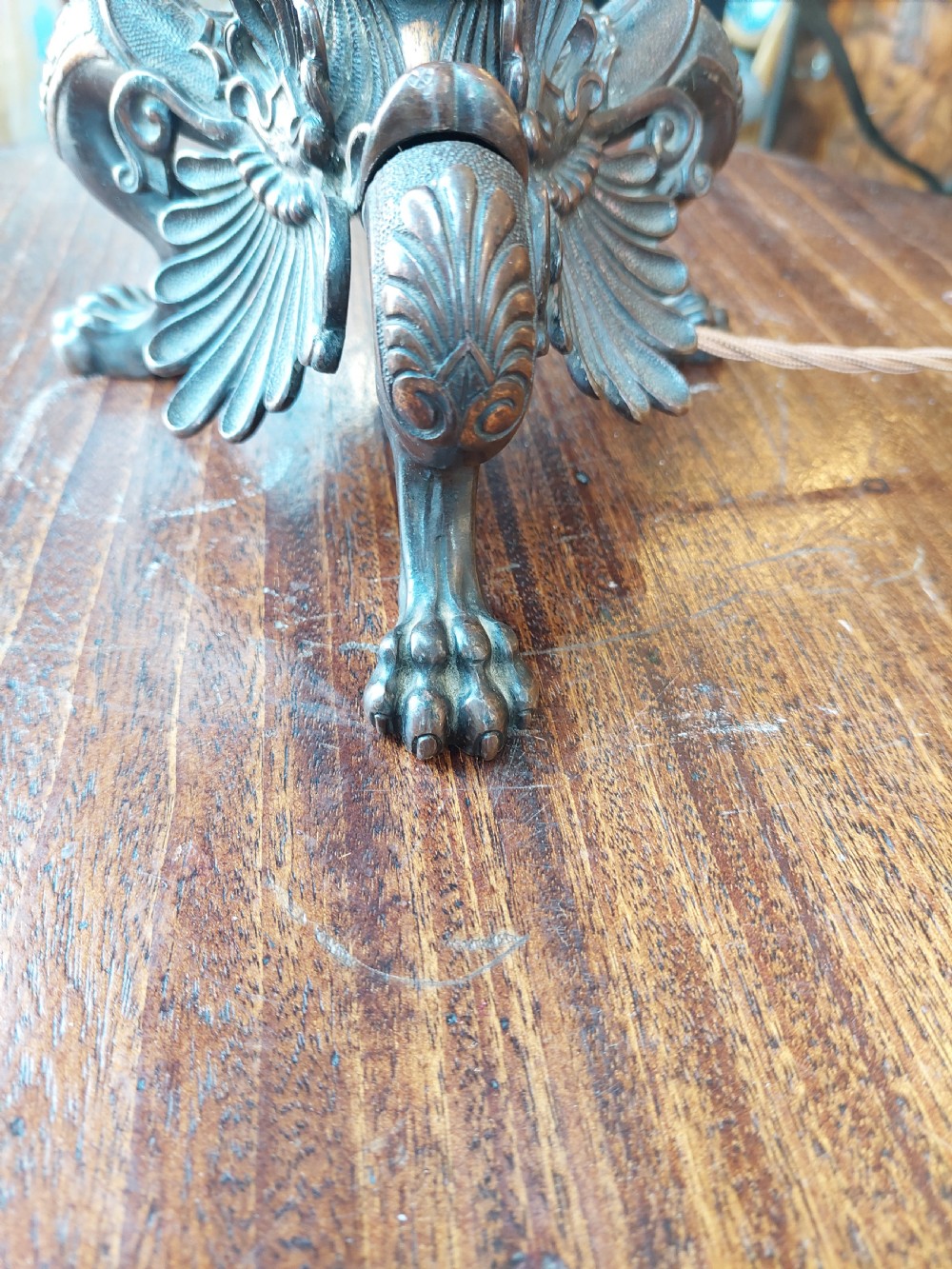 Early 20thC Neoclassical Bronze Lamp View IX