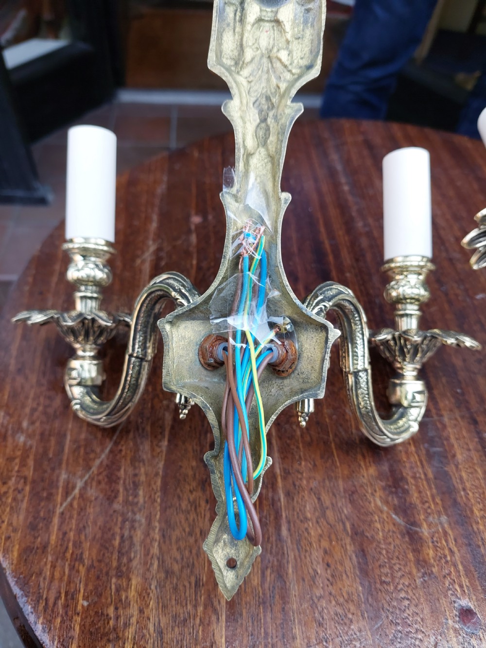 Pair of Brass Adam-Style Twin-Branch Wall Lights View X