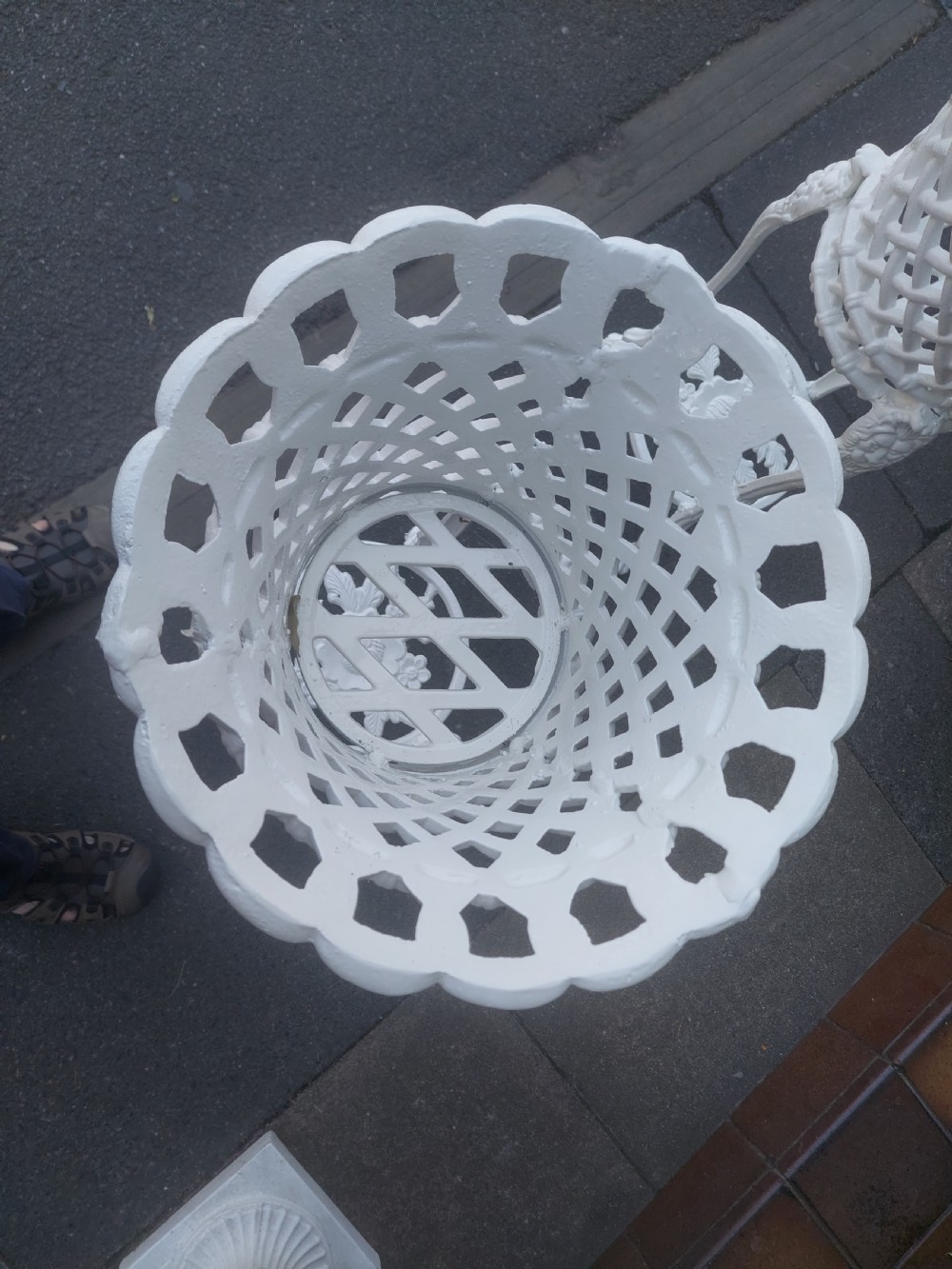 Pair of Victorian Latticework Cast Iron Planters  View III