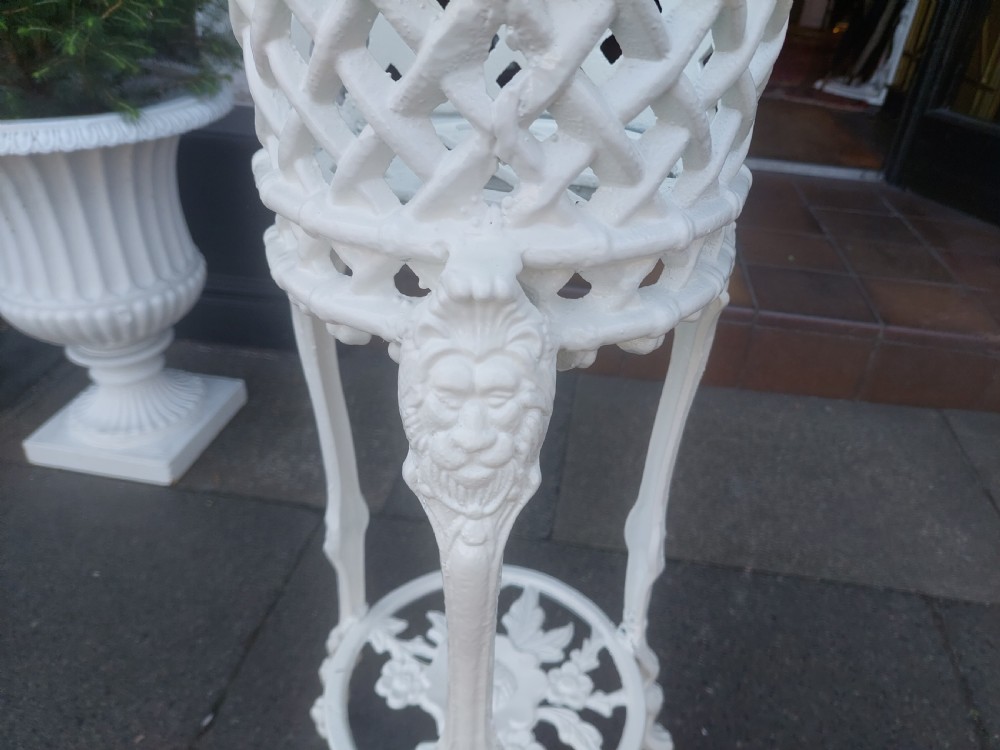 Pair of Victorian Latticework Cast Iron Planters  View V