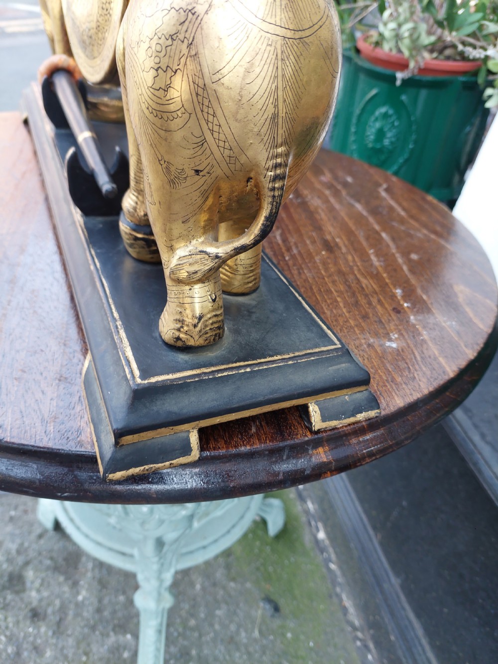 Early 20thC Oriental Brass & Hardwood Gong View VI