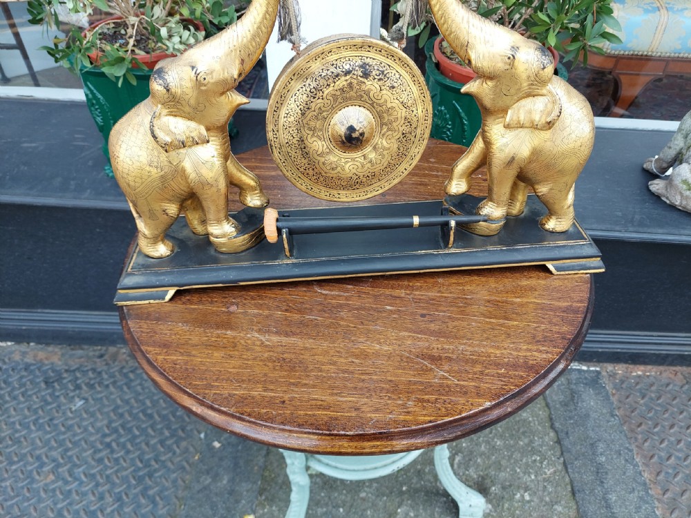 Early 20thC Oriental Brass & Hardwood Gong View VII