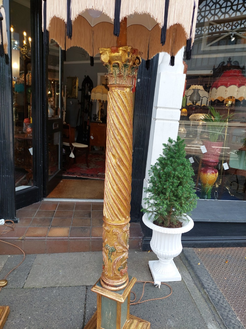Pair of Italian 17thC Carved Corinthian Column Lamps  View X