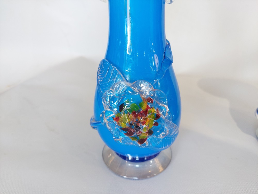 Pair of Victorian Blue Glass Vases View V