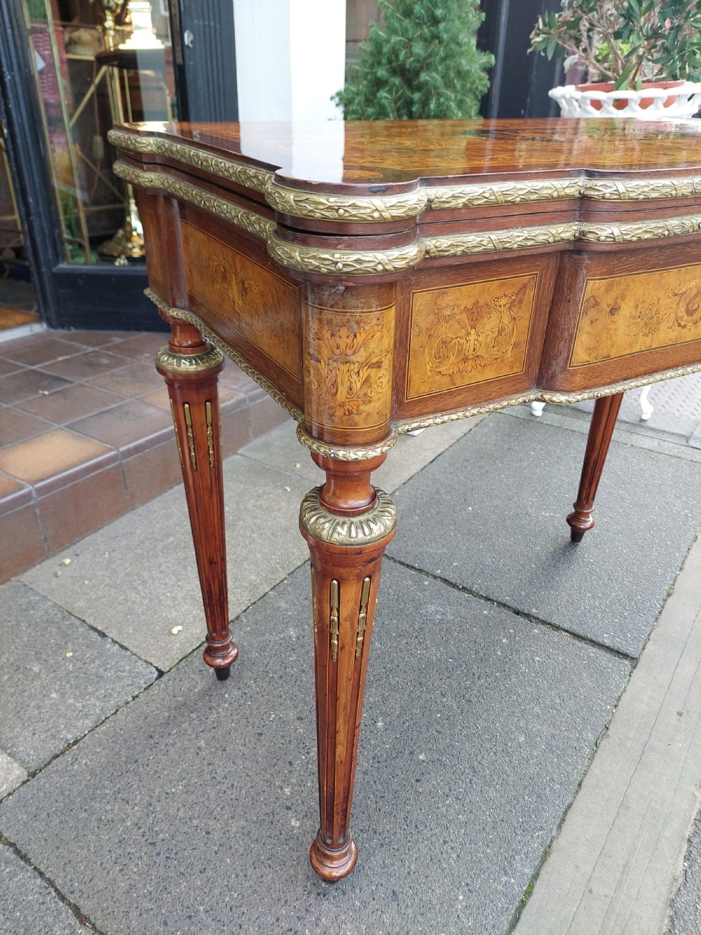 Late 19thC Burr Walnut Card Table View III