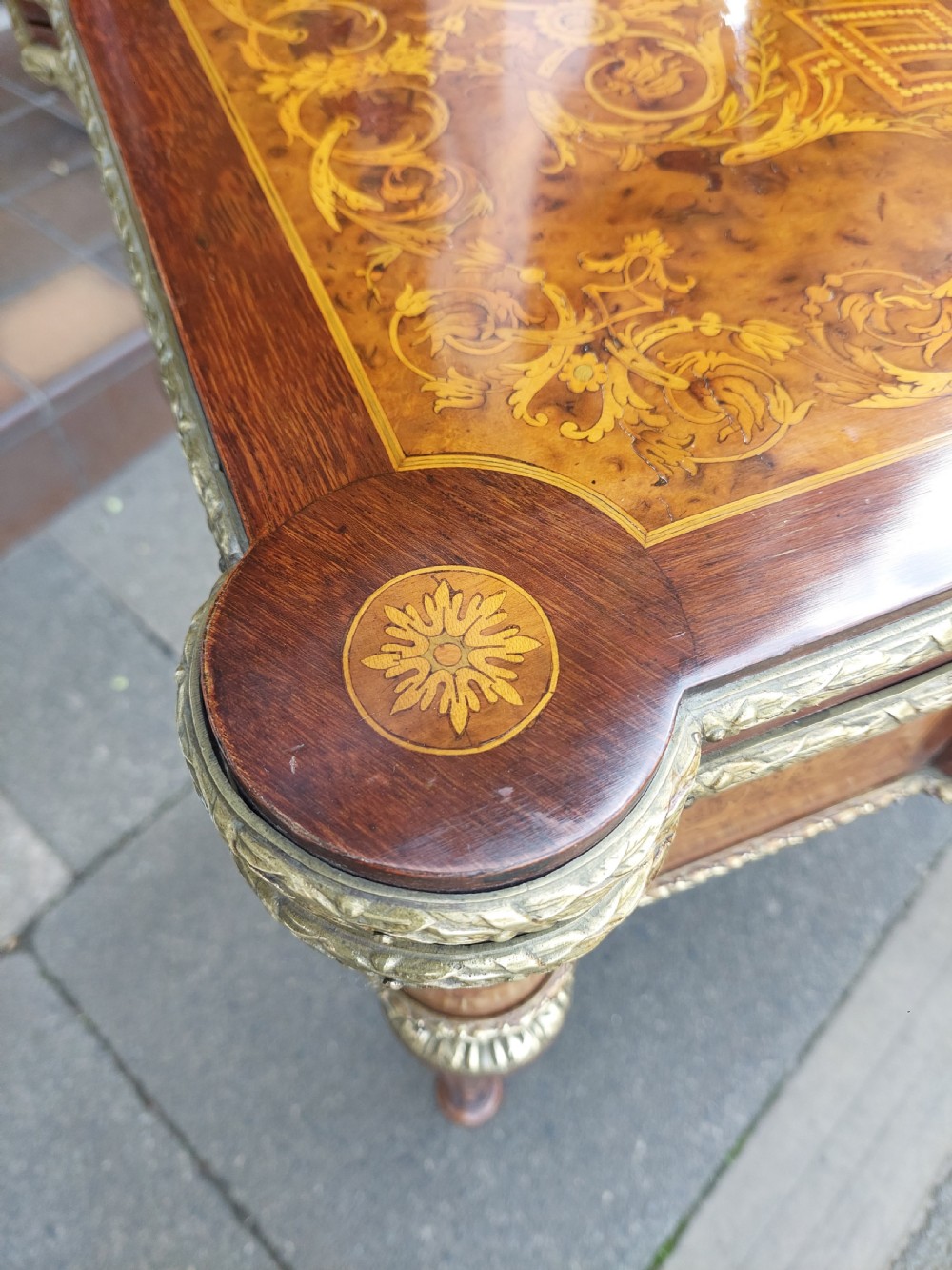 Late 19thC Burr Walnut Card Table View IV