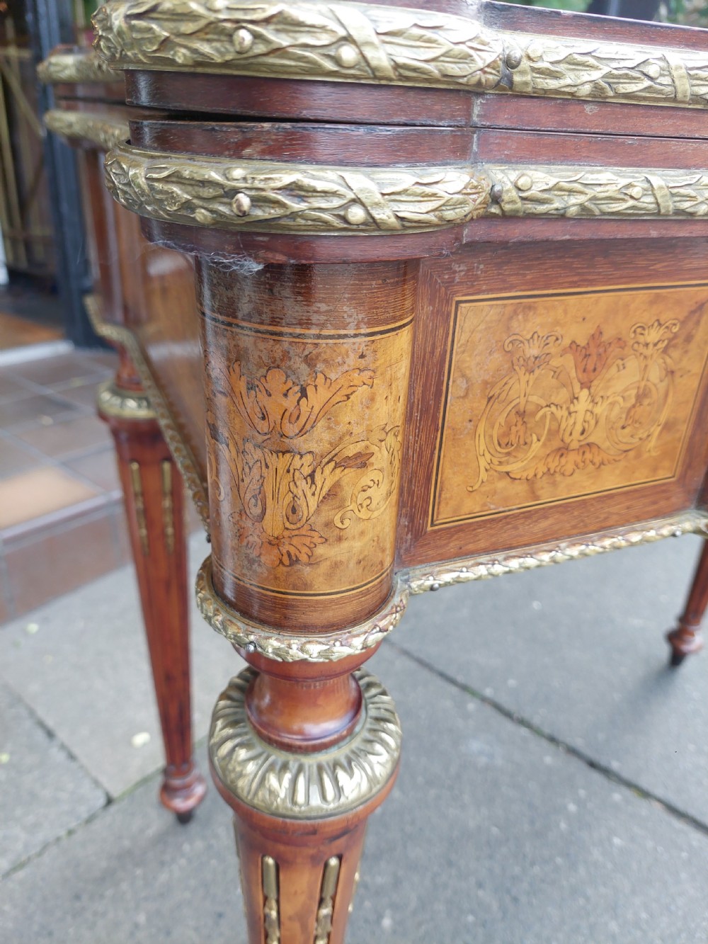 Late 19thC Burr Walnut Card Table View V
