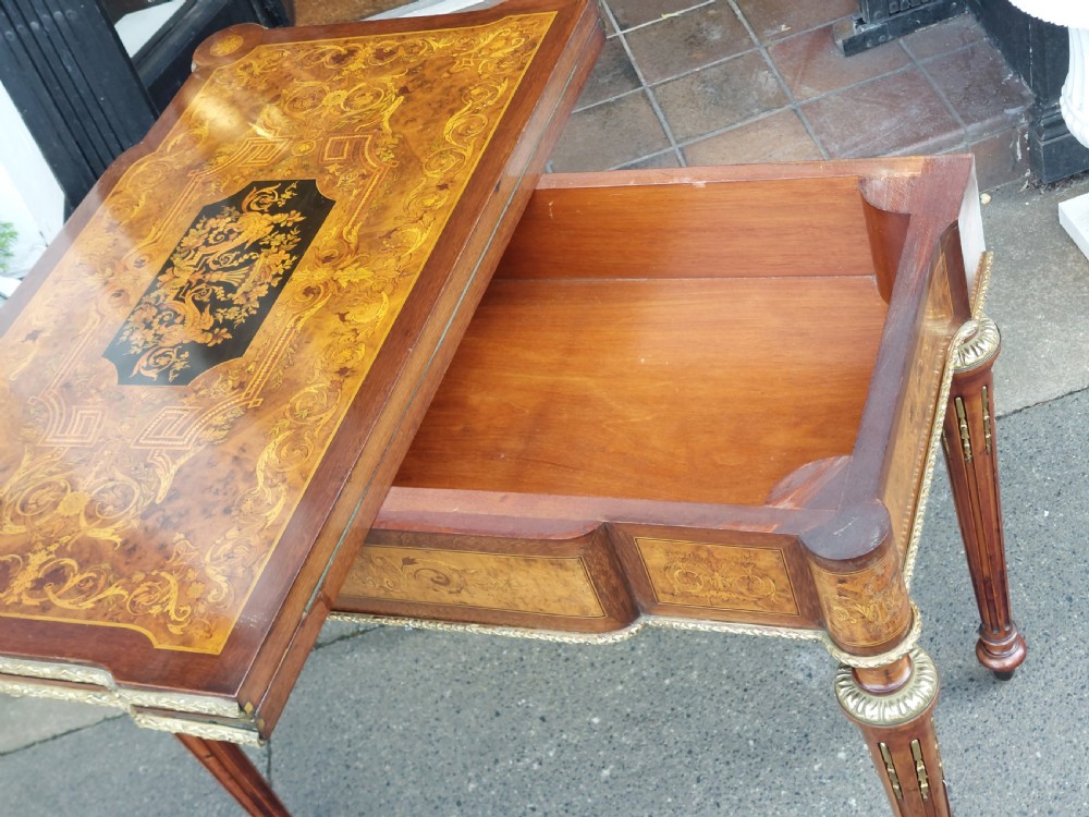 Late 19thC Burr Walnut Card Table View IX
