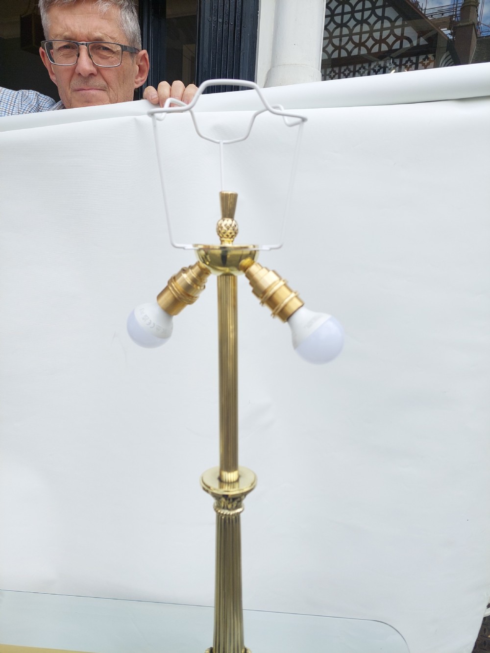 Early 20thC Neoclassical Brass Table Lamp View V