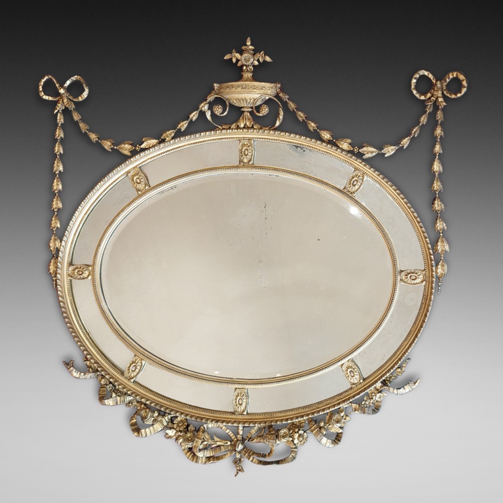 19thC Adam Style Carved Giltwood Mirror 