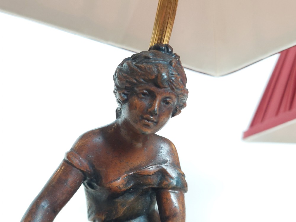 Pair of Late 19thC French Bronze Figural Table Lamps View X